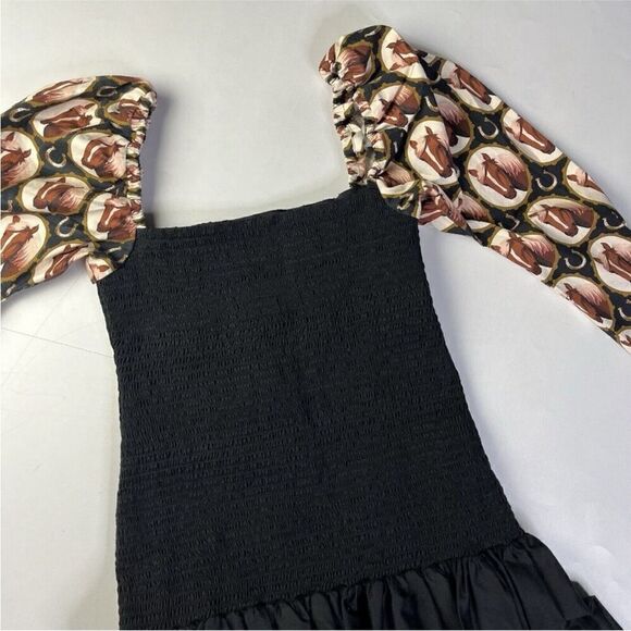 NWT Autumn Adeigbo Nevada Drop Waist Black Western Horse Print-M9 - Picture 3 of 8